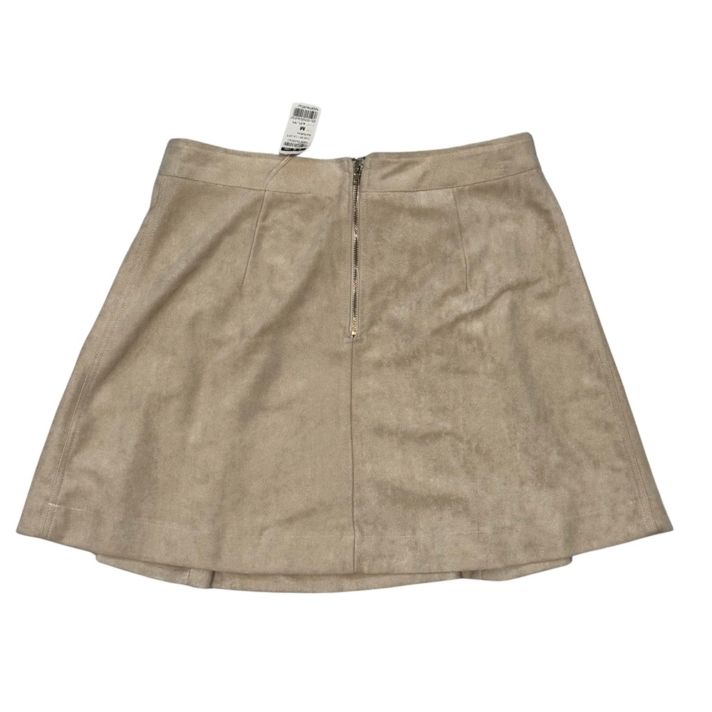 She + Sky Faux Suede Lace-Up Mini Skirt Natural Beige Tan Size M NWT $40 Boho - Picture 3 of 7